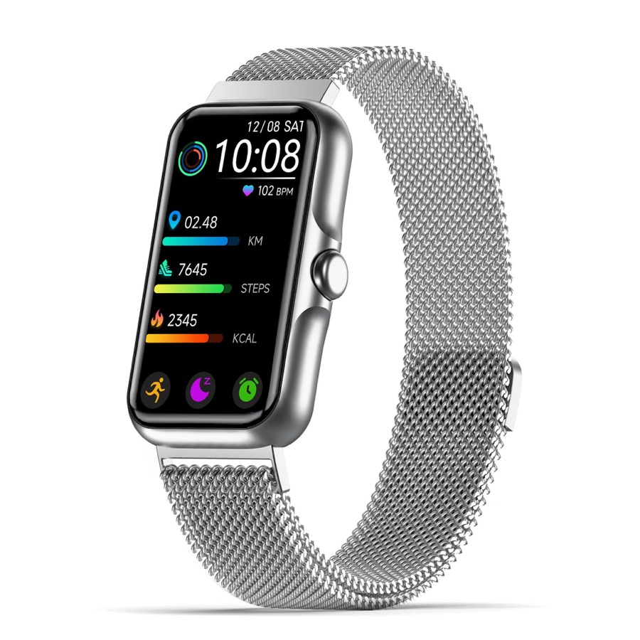 Health Fitness Tracker, Smart Watch with 24/7 Heart Rate and Blood Oxygen Monitor, Sleep Tracker with IP68 Waterproof, Activity Tracker Pedometer Step Counter for Women Men (Silver)